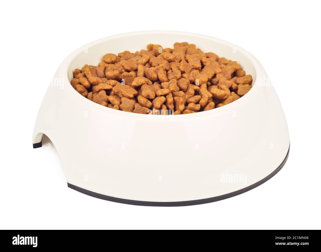 Dry Cat Food In White Bowl Stock Photo