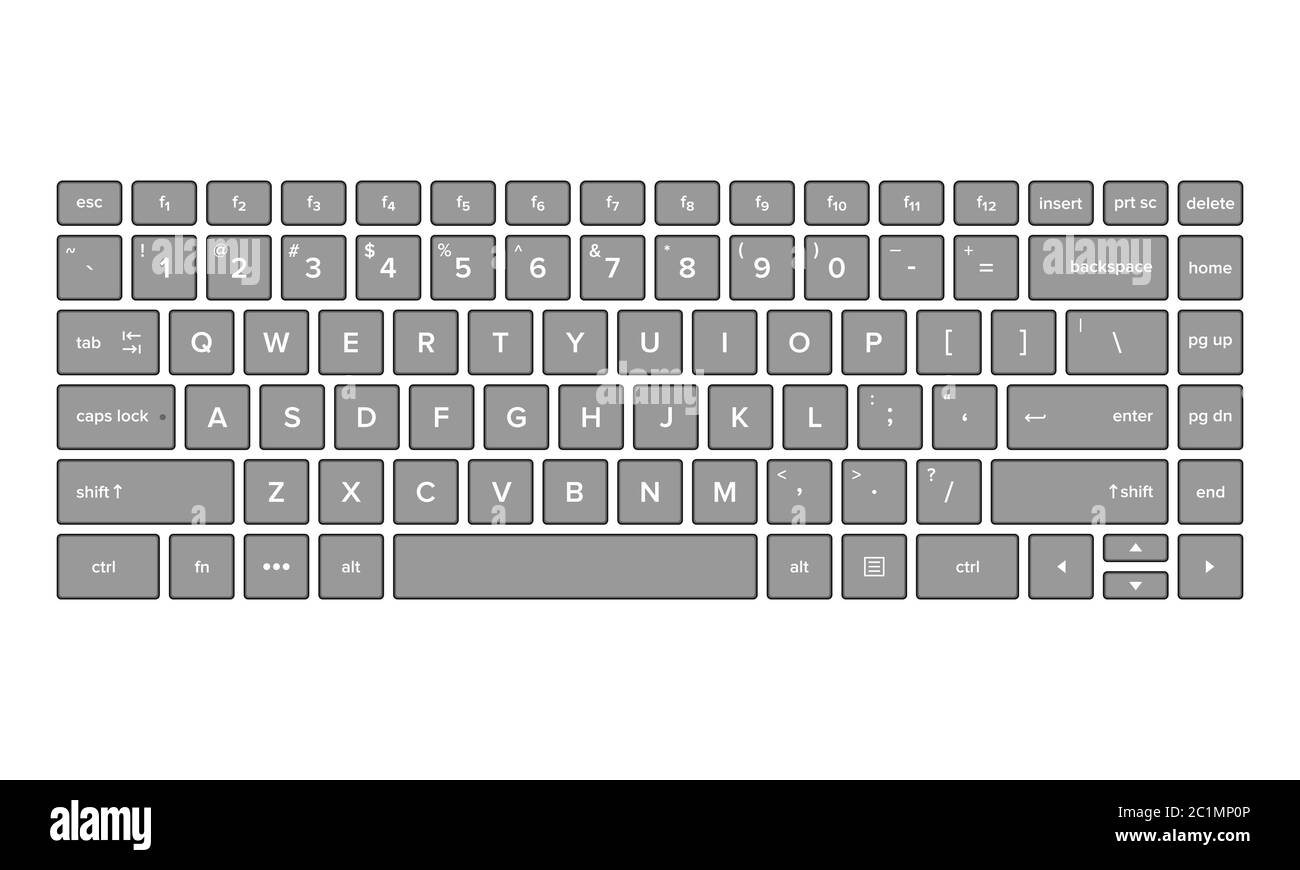 Vector illustration of keyboard view. Suitable for basic elements of computer text input devices, smartphones and digital technology. Stock Vector