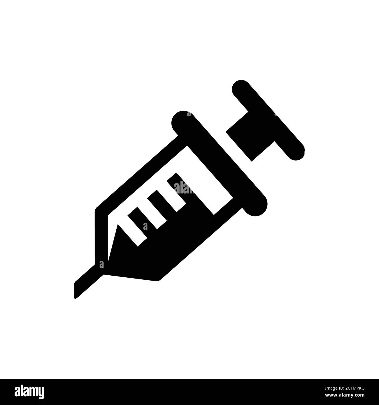 Simple flat syringe icon for patient treatment medical tool. Stock Vector