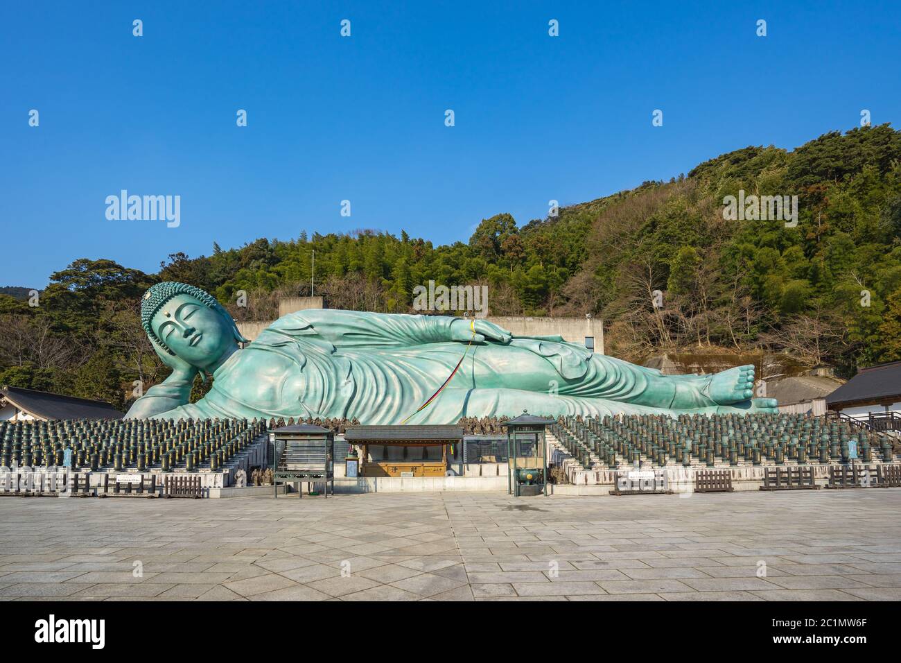 Nanzoin temple in Fukuoka, Japan with the largest bronze reclining