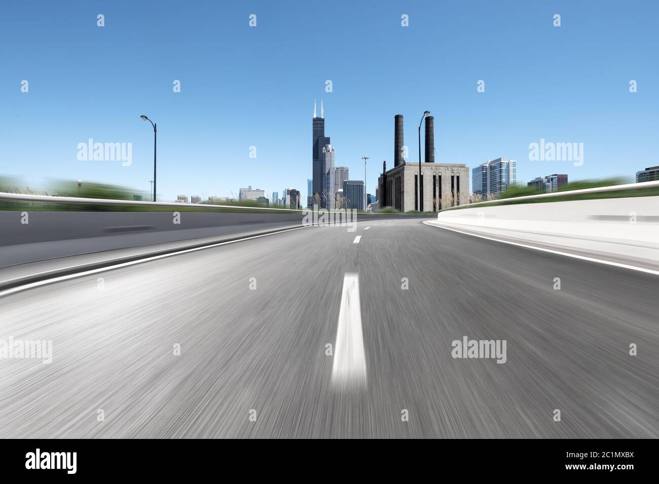 empty highway through modern city Stock Photo - Alamy