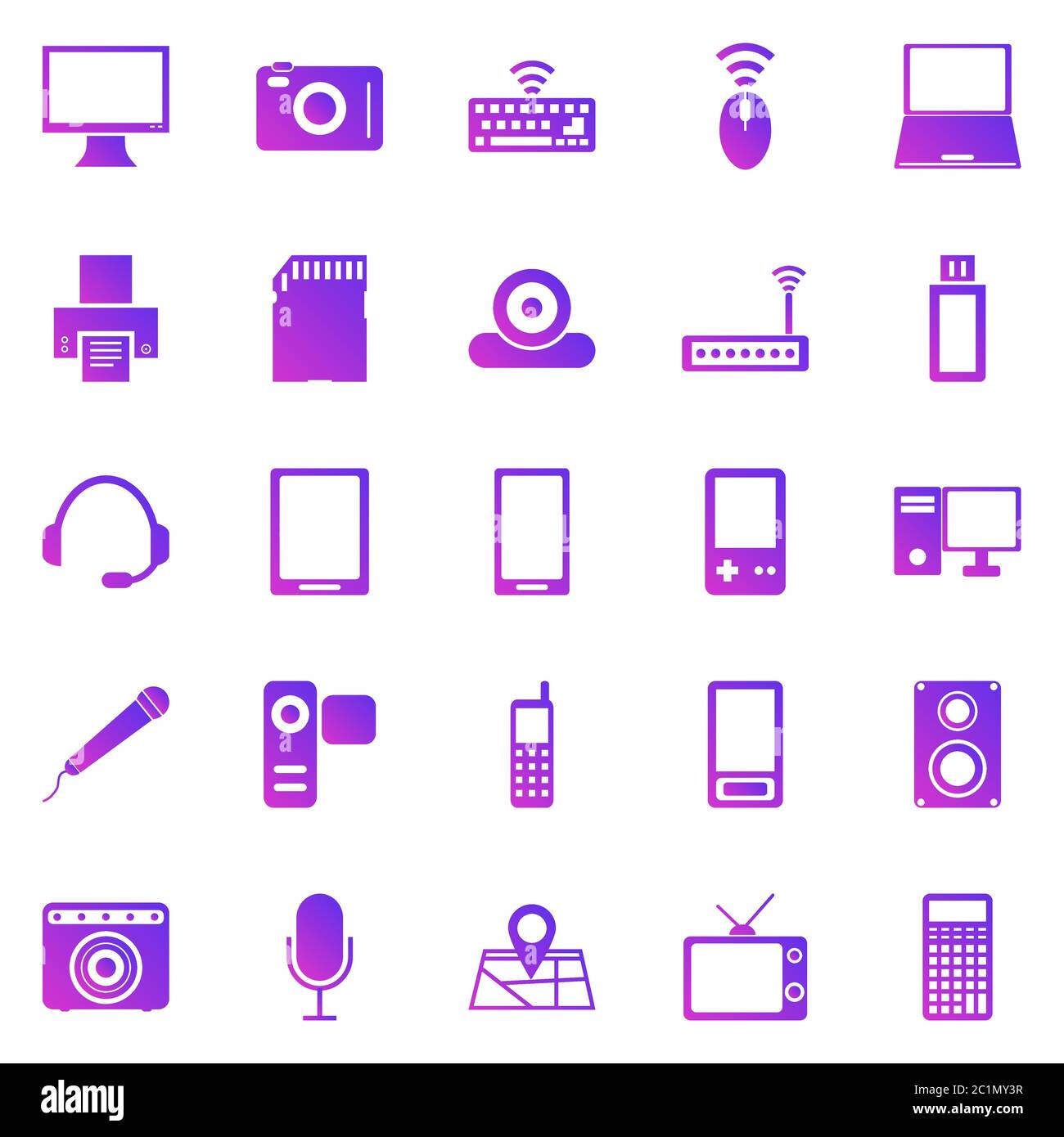 Gadget gradient icons on white background, stock vector Stock Vector