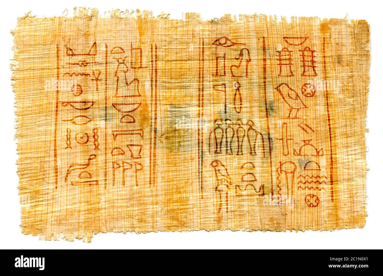 Egyptian papyrus with hieroglyphs, manuscript from The Karnak temple, Luxor, Egypt. Stock Photo