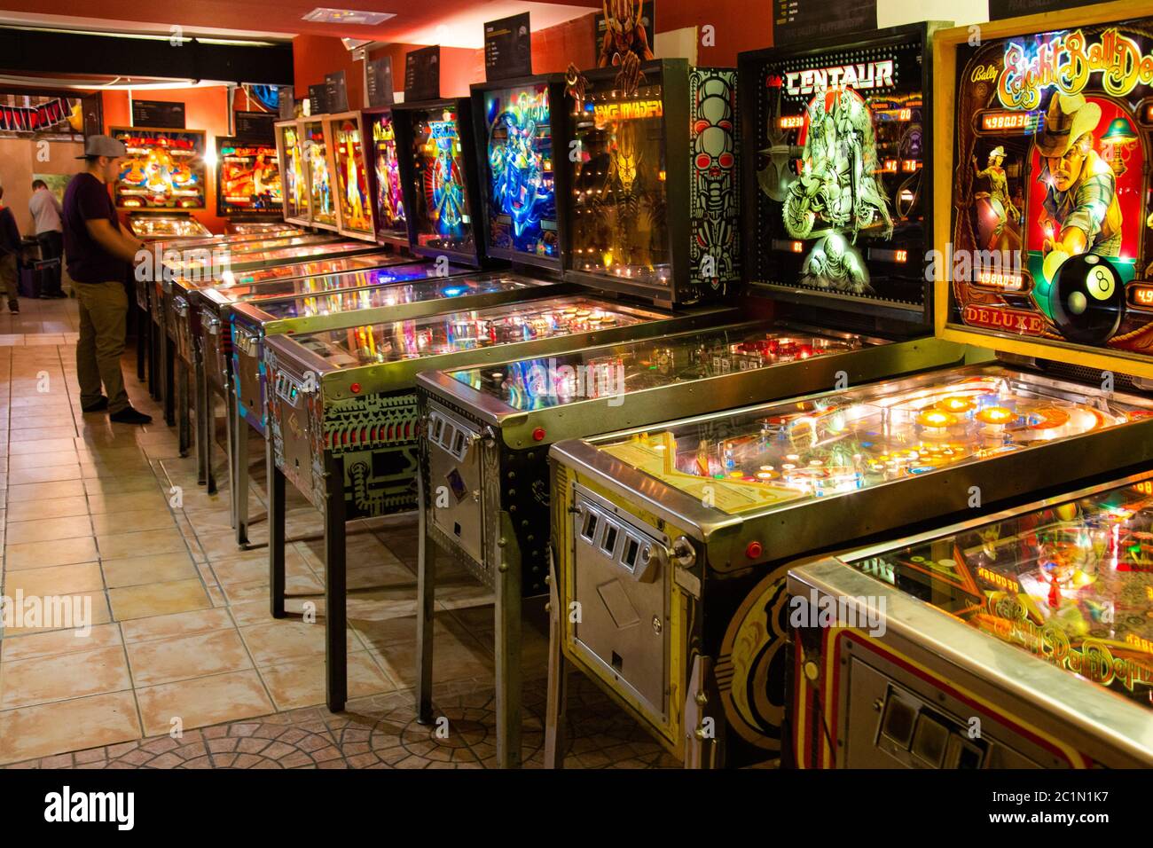 Budapest, Hungary March 25, 2018 Pinball museum. Pinball table close