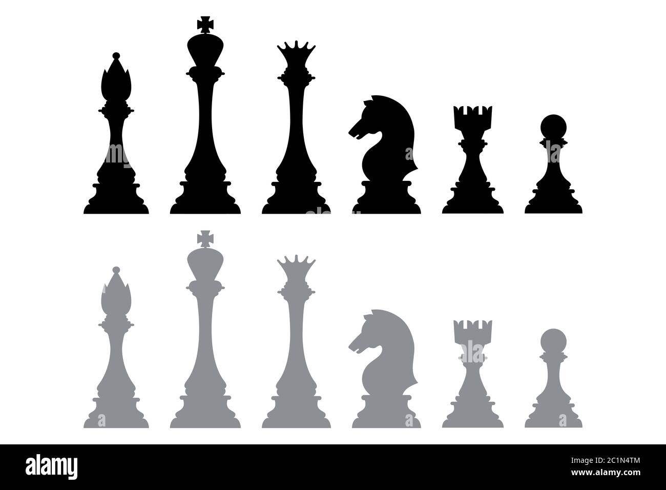 Silhouette icons from chess pieces, such as kings, bishops, queens, knights, rooks, and pawns. Element vector of chess games. Stock Vector