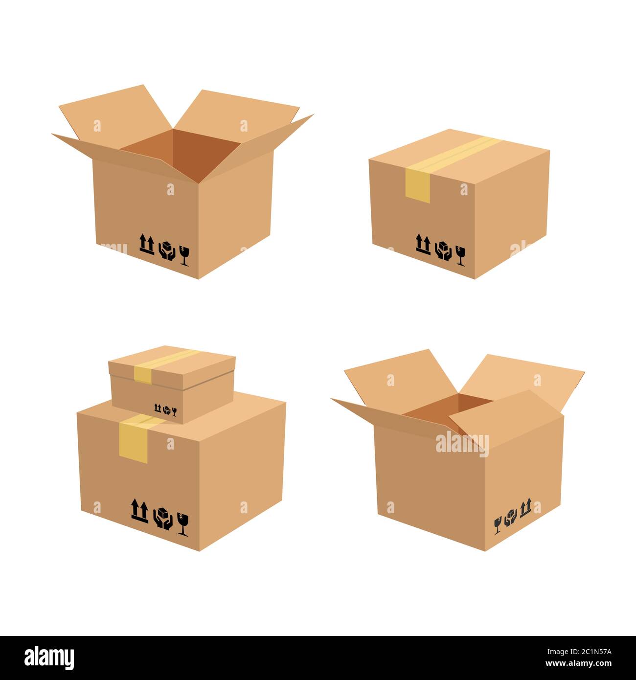 Vector illustration of cardboard still sealed, open and stacked. Suitable  for illustration of cargo shipping, online cargo delivery, and packaging  Stock Vector Image & Art - Alamy