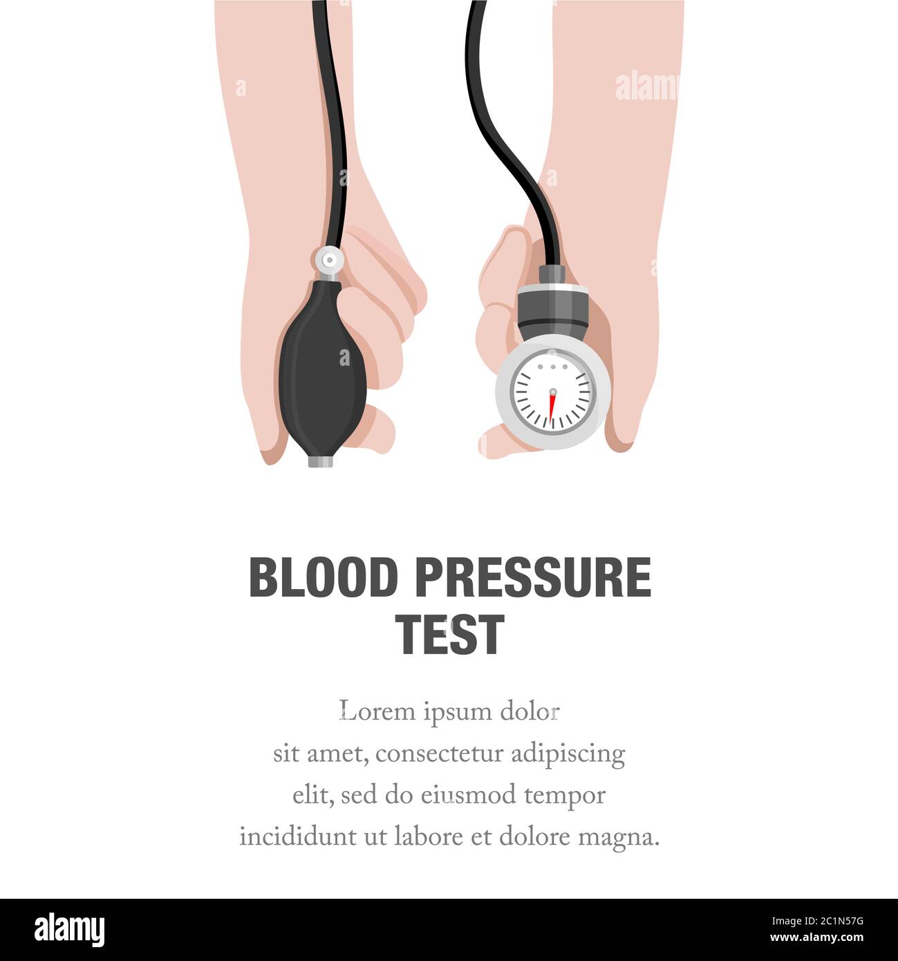 Vector illustration of a person's hand holding a blood pressure gauge. Suitable for illustration of controlling blood pressure, and hypertension tests Stock Vector