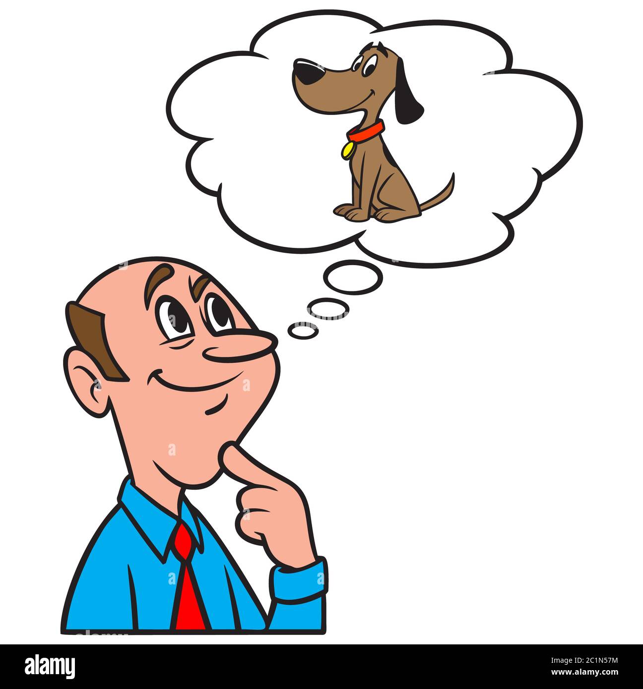 Thinking About A Dog- An Illustration of a person Thinking About a Dog. Stock Vector