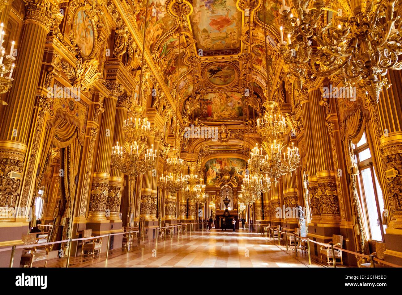 Paris, France, March 31 2017: Interior view of the Opera National de Paris Garnier, France. It was built from 1861 to 1875 for t Stock Photo