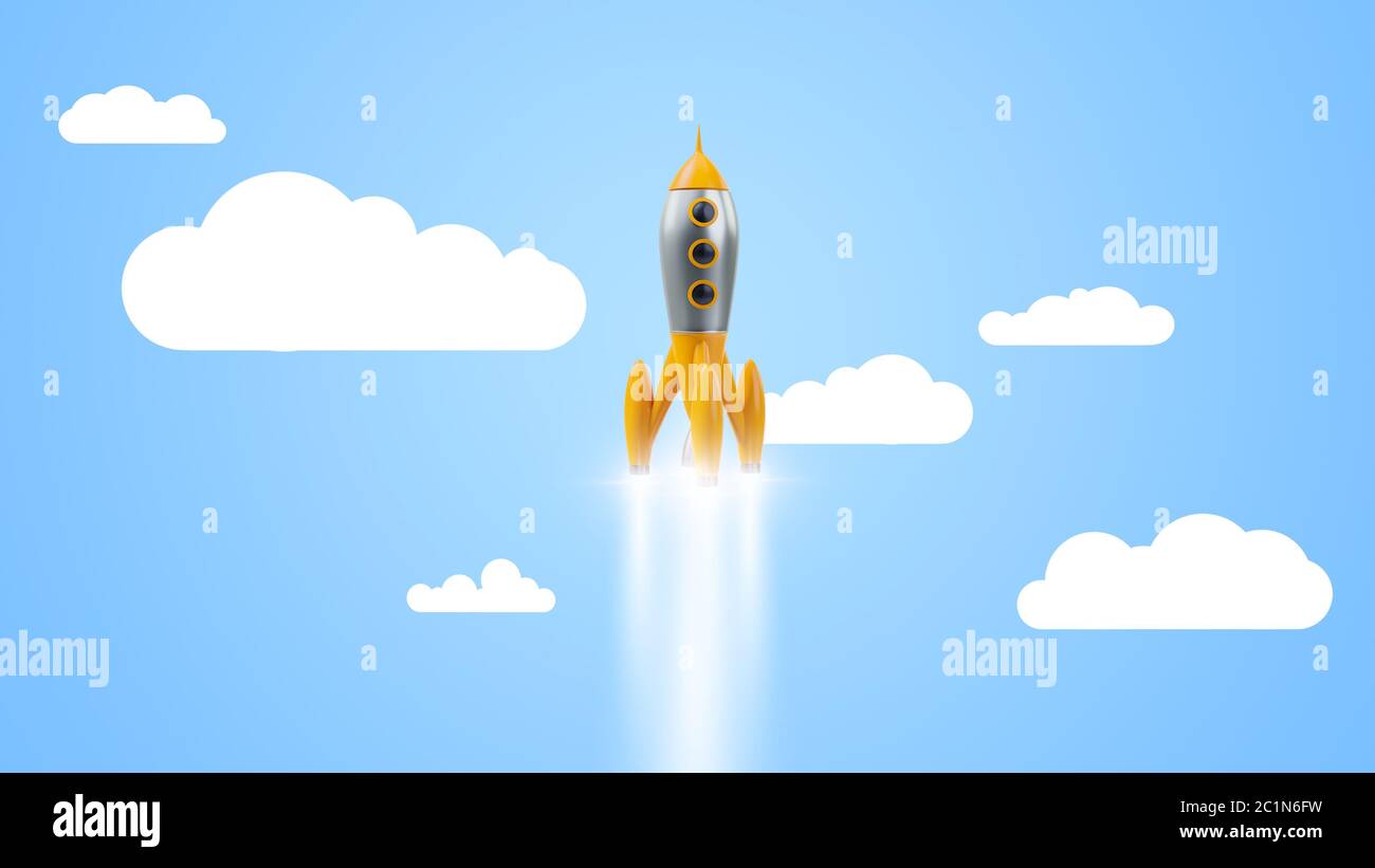 a retro rocket start up Stock Photo