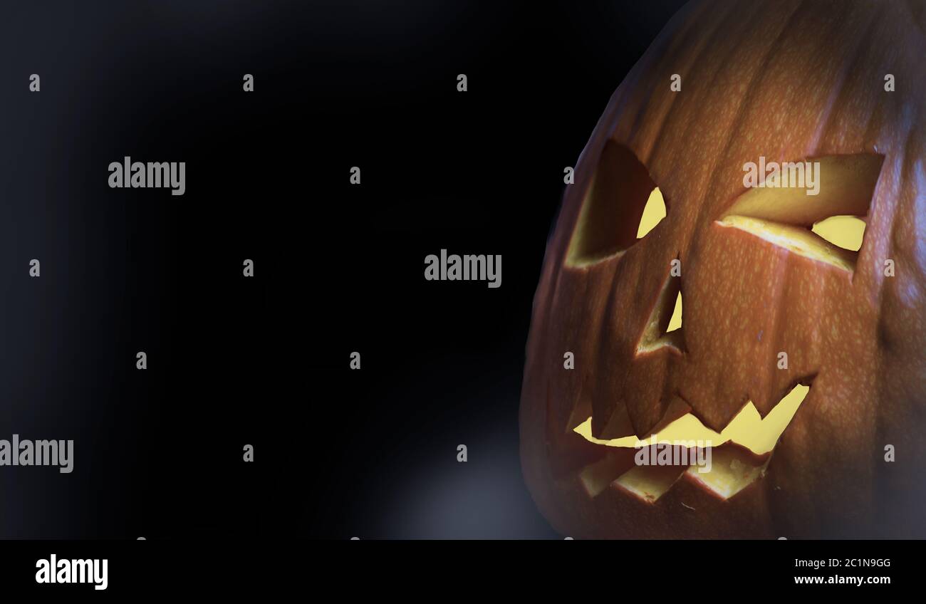 Halloween dark black background. Spooky pumpkin fantasy scary texture Stock Photo