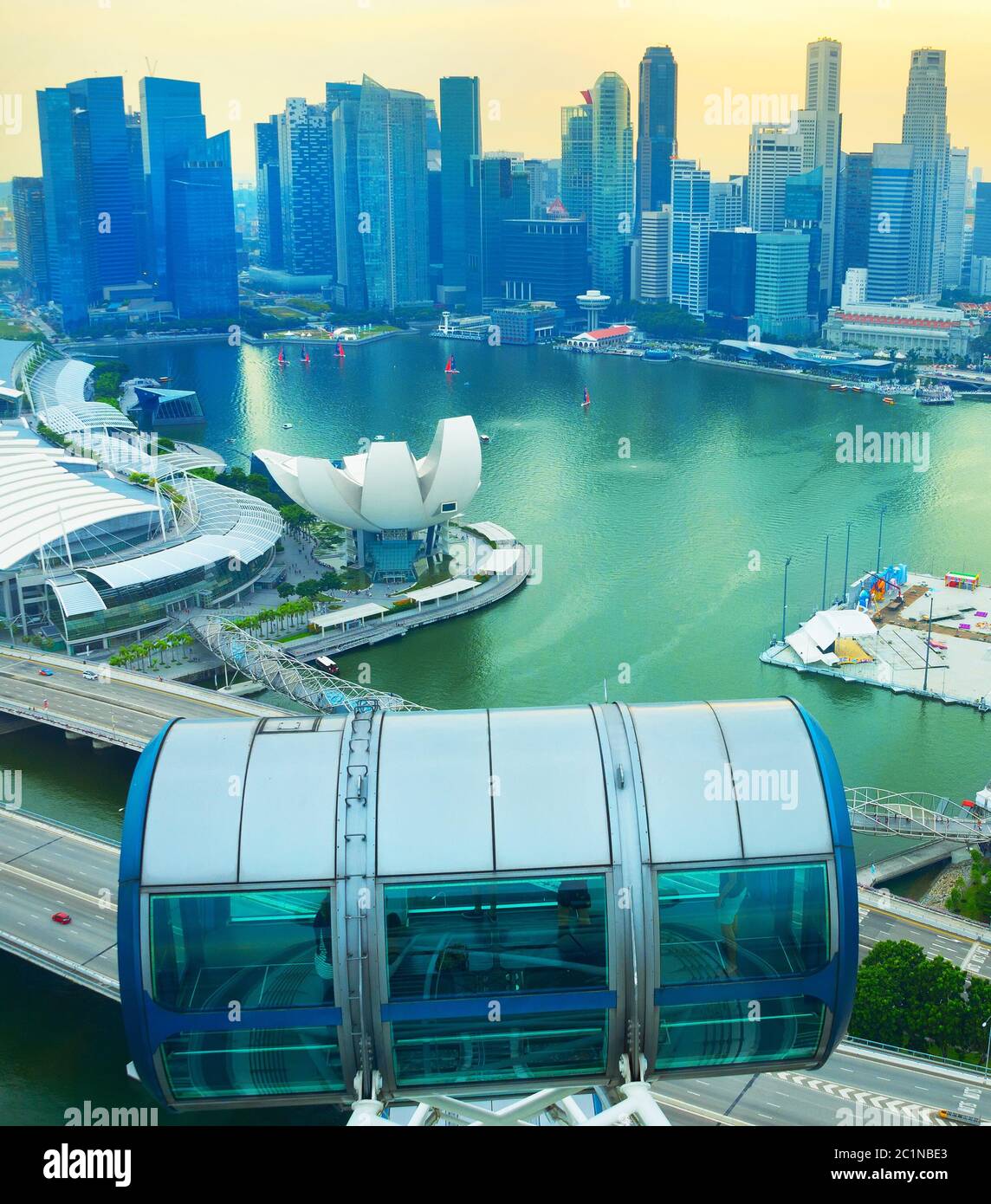 Singapore Flyer, Downtown Core skyline Stock Photo