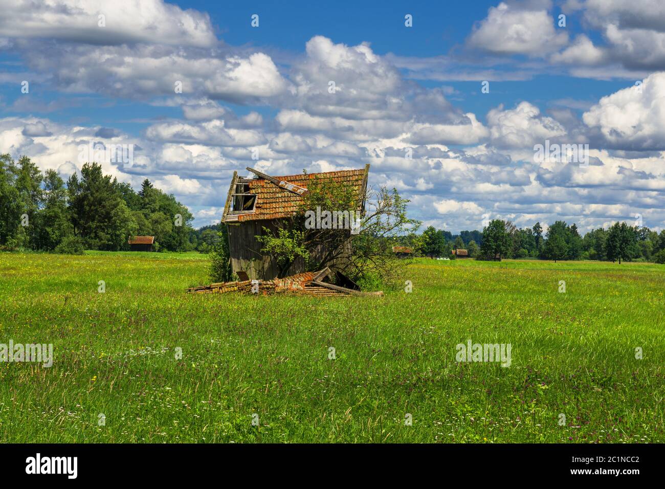 An old, almost collapsed barn Stock Photo - Alamy