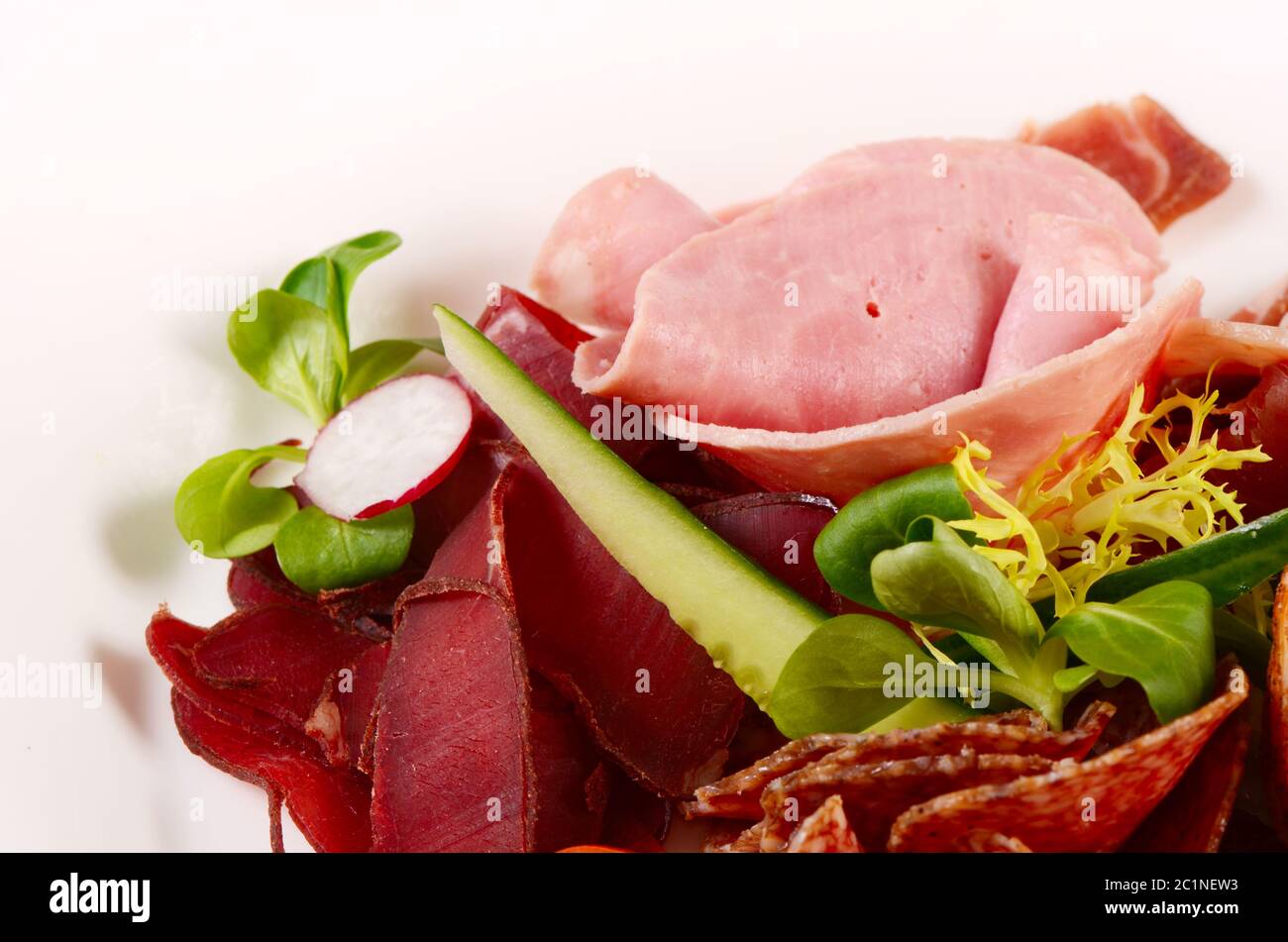 Assorted Italian sausages close up as a background Stock Photo