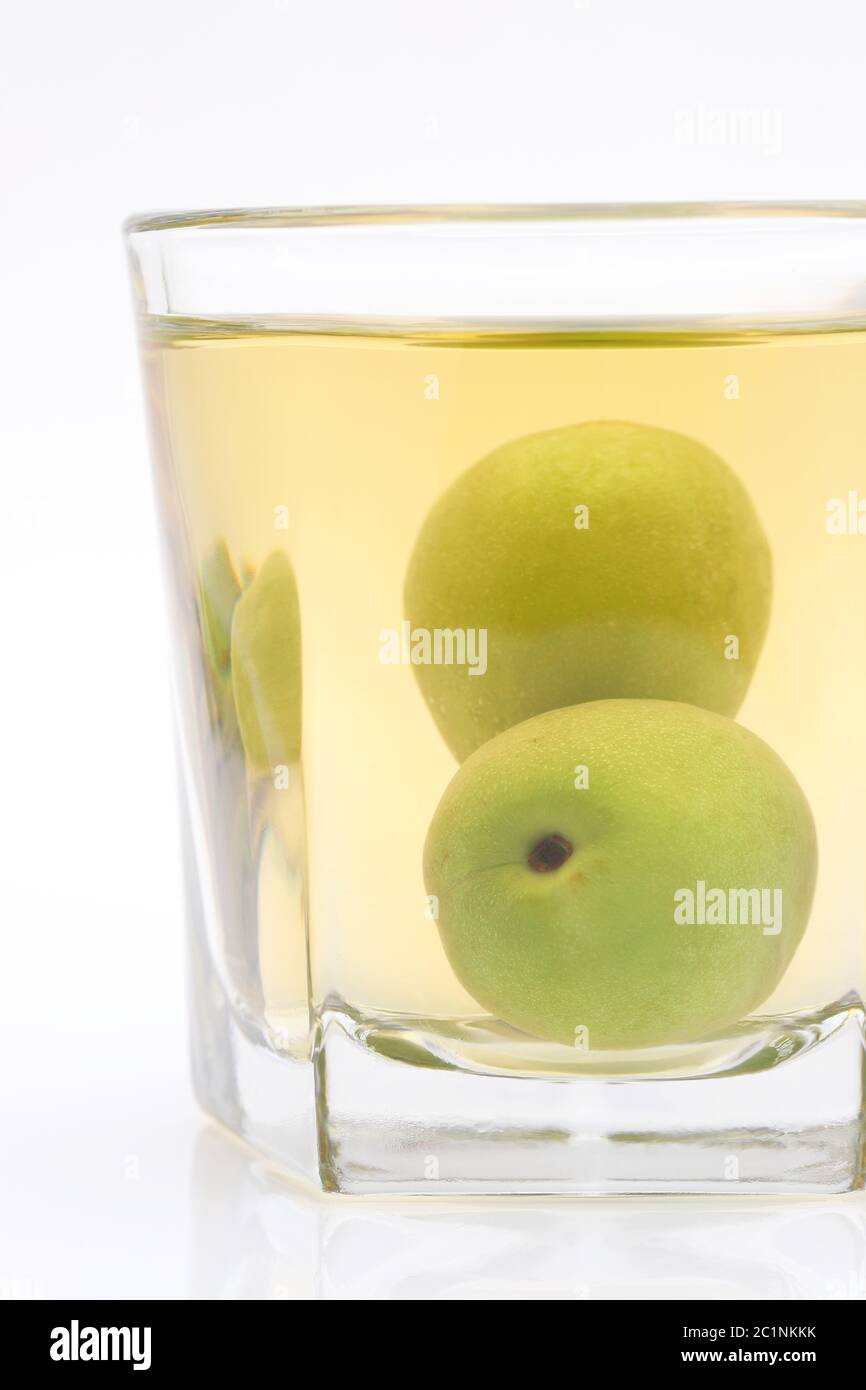 Japanese plum wine called umeshu on white background Stock Photo - Alamy