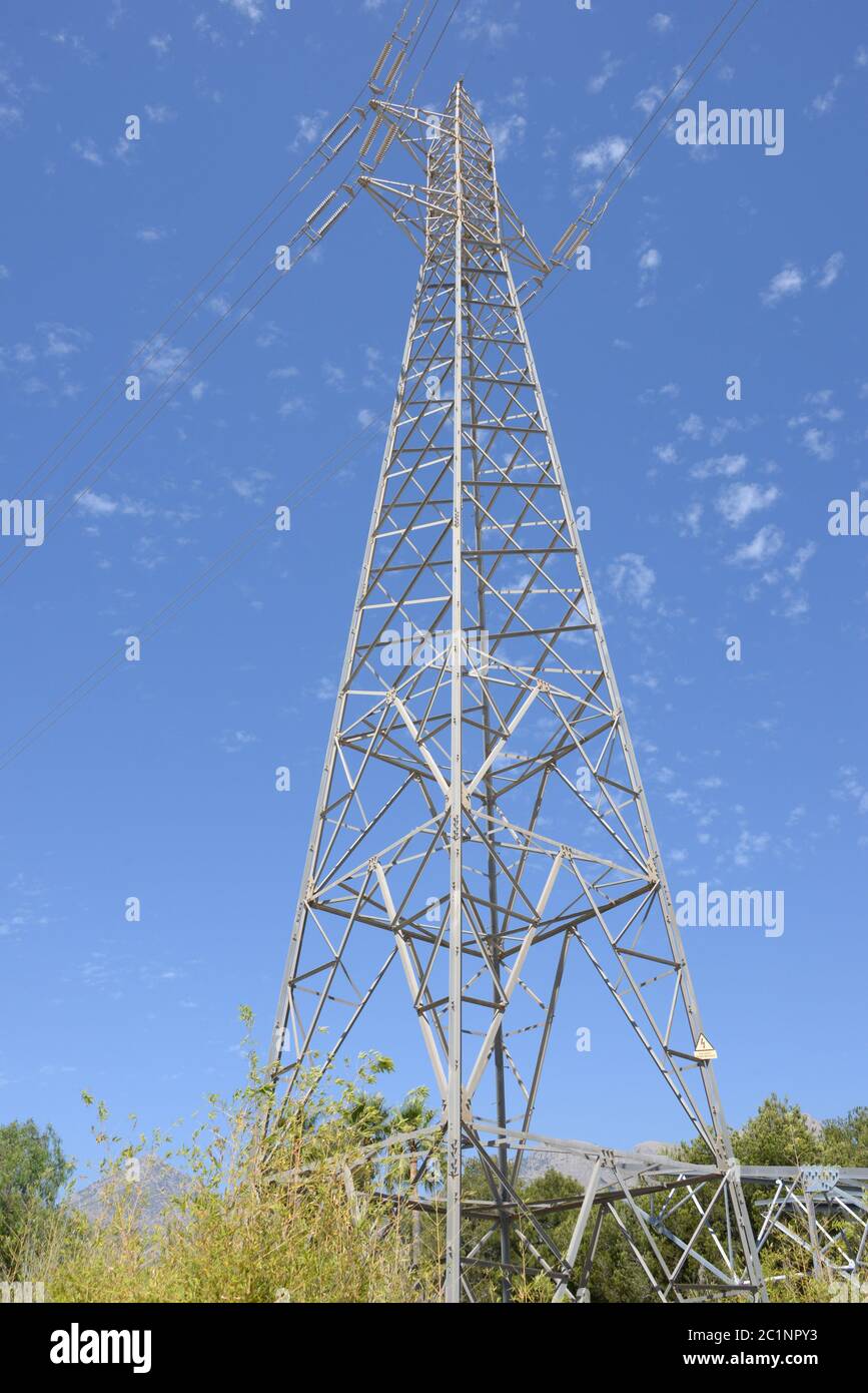 High voltage power line in the province of Alicante, Costa Blanca