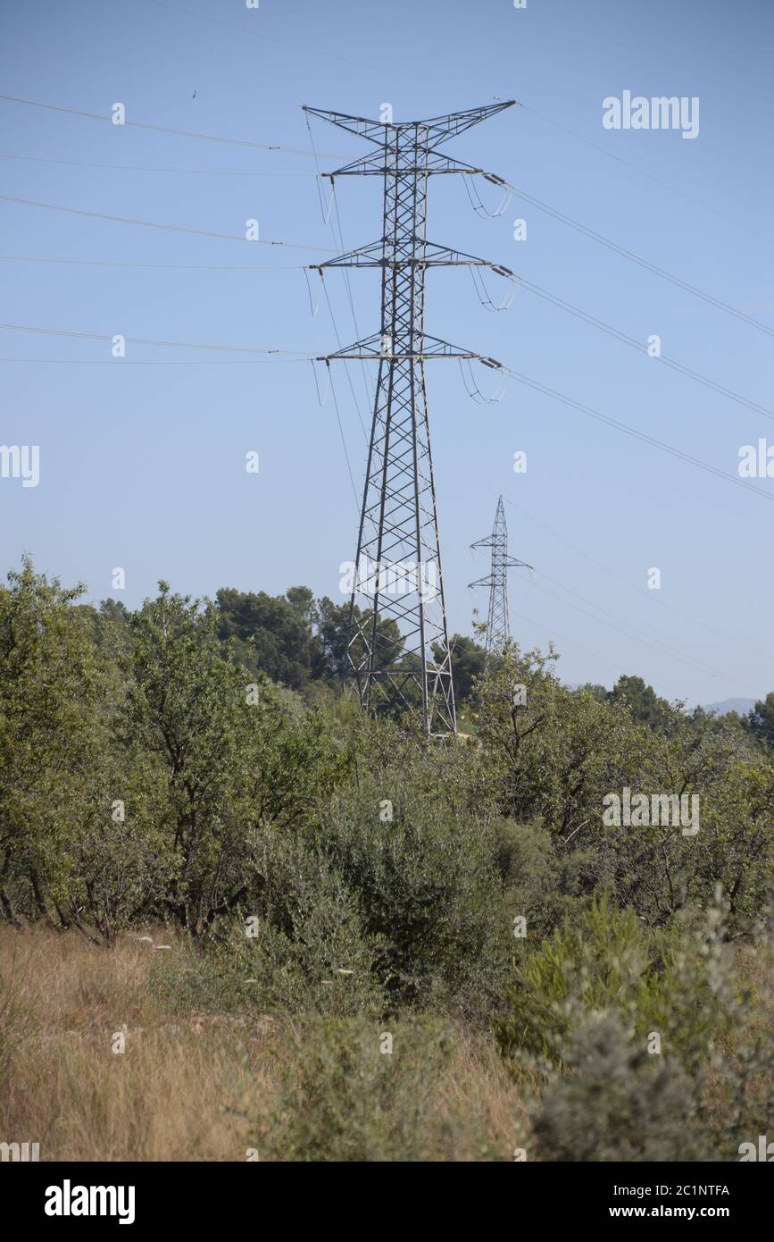 High voltage power line in the province of Alicante, Costa Blanca