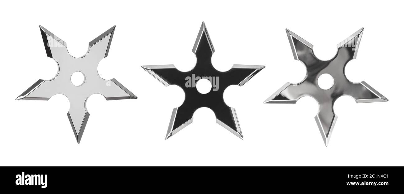 Set of ninja star shurikens Stock Photo