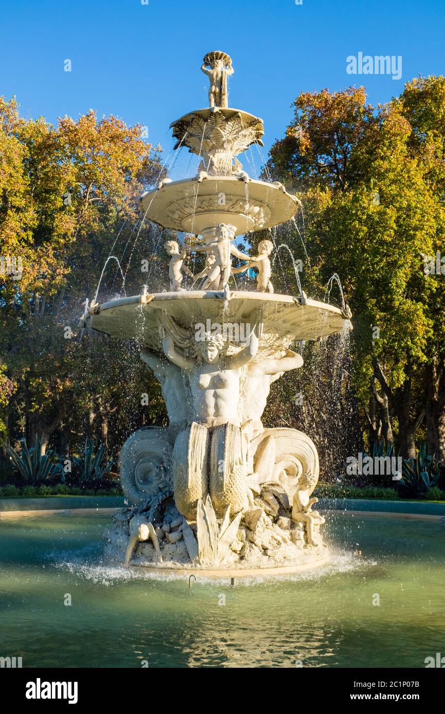 Exhibition Fountain, Hochgurtel Fountain built in 1880 at the Royal Exhibition Building located in the Carlton Gardens, Melbourne Australia Stock Photo