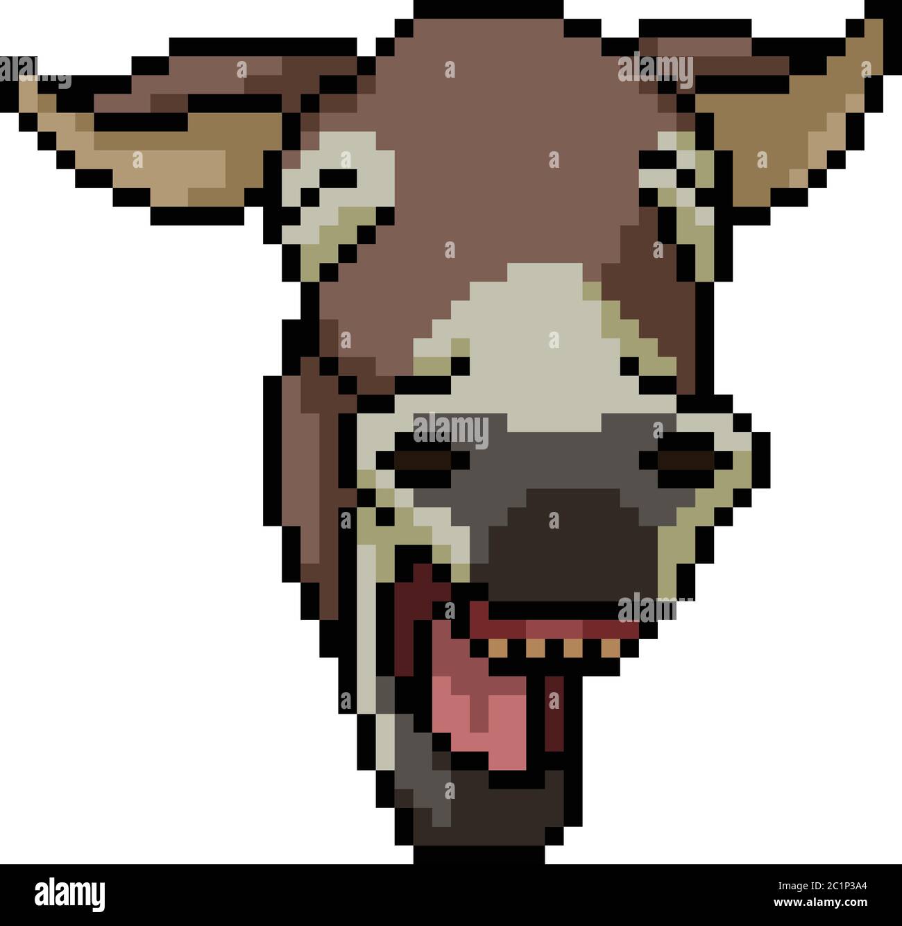 vector pixel art donkey face isolated cartoon Stock Vector