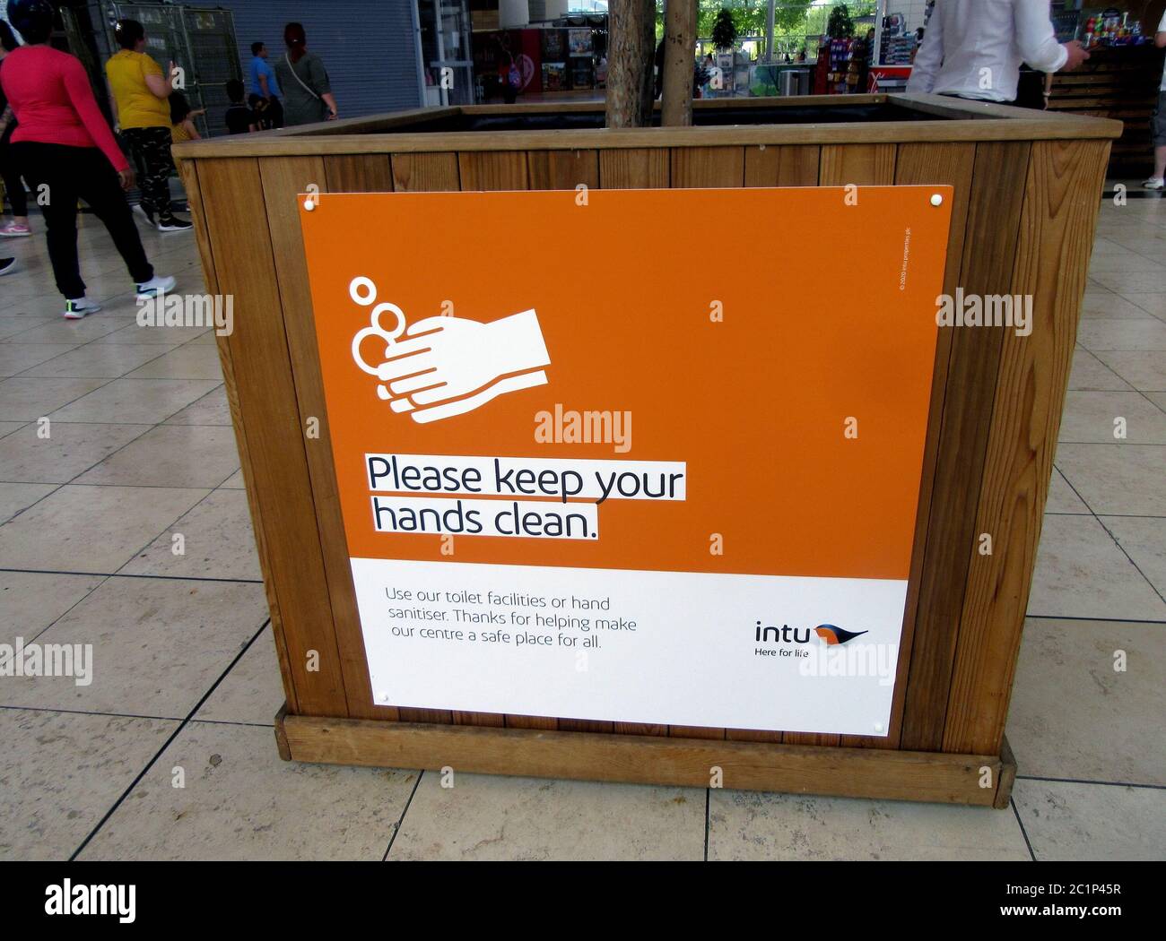 Milton Keynes, UK. 15th June, 2020. A notice reminding people to keep