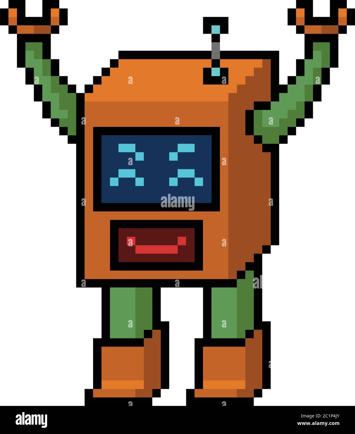 vector pixel art rectangle robot isolated cartoon Stock Vector Image & Art  - Alamy