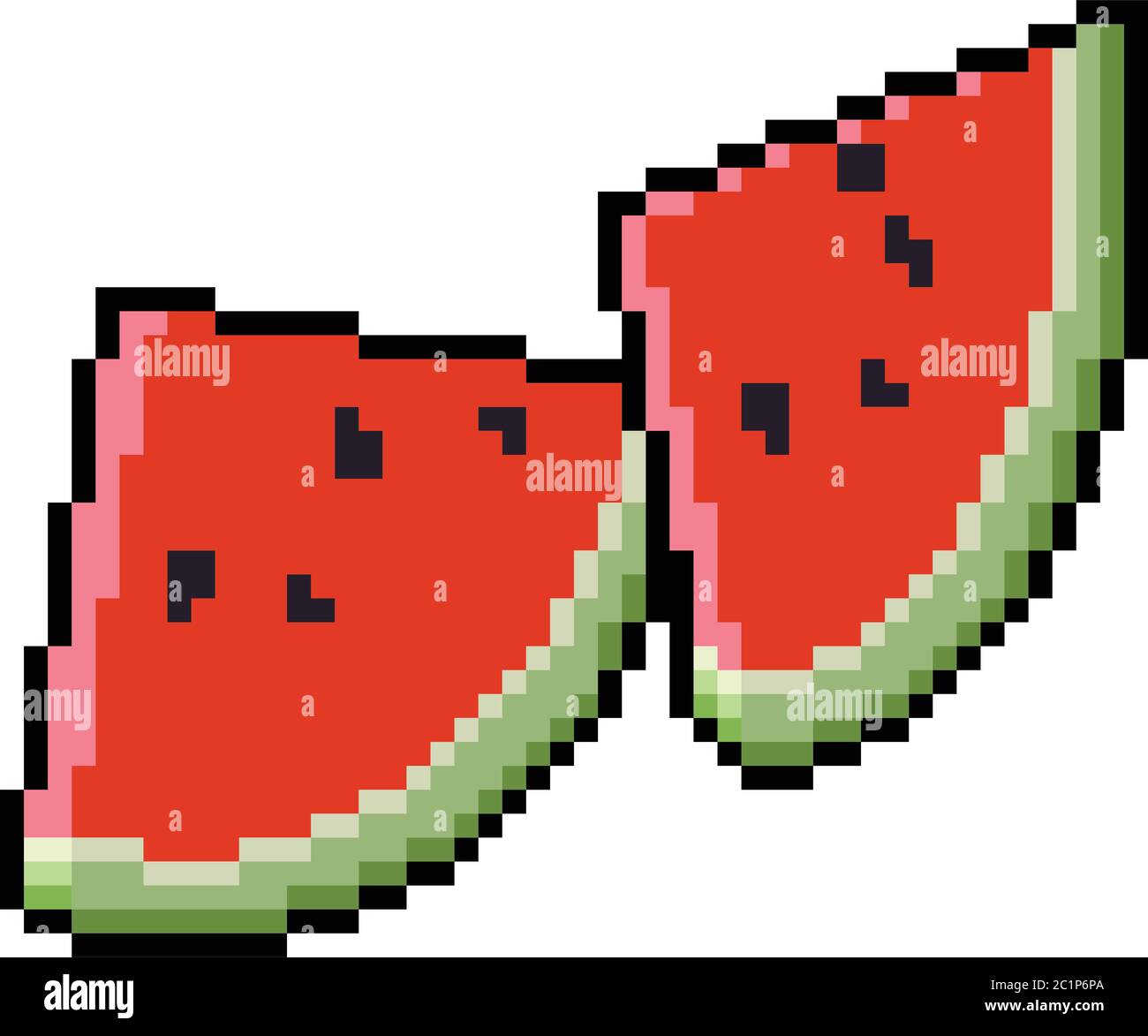 Vector Pixel Art Watermelon Piece Isolated Cartoon Stock Vector Image Art Alamy