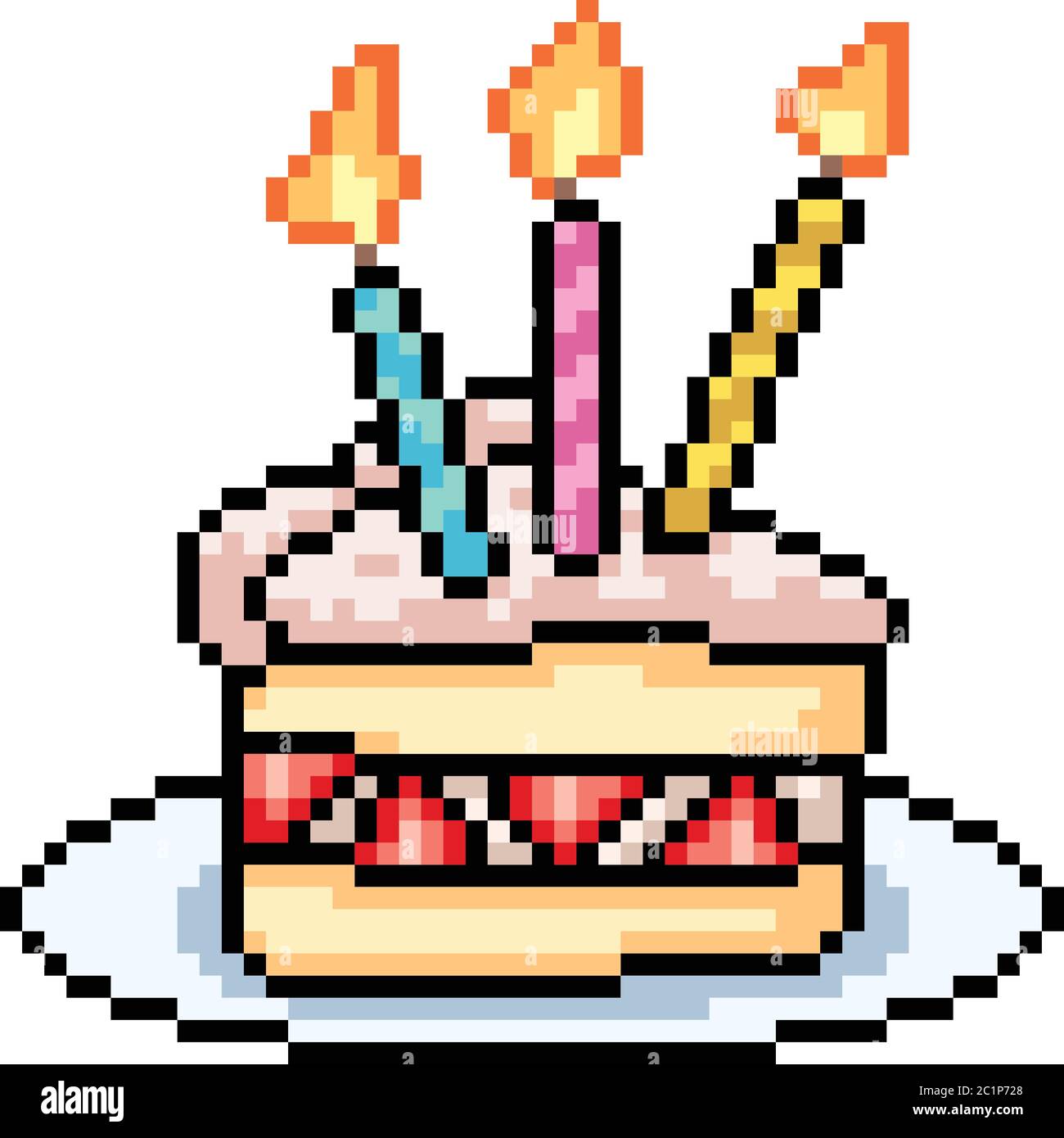 Vector Pixel Art Strawberry Cake Sweet Snack Isolated Cartoon Stock Vector Image Art Alamy