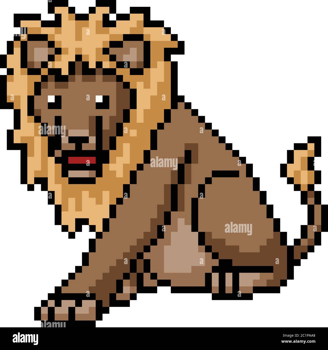 vector pixel art lion isolated cartoon Stock Vector