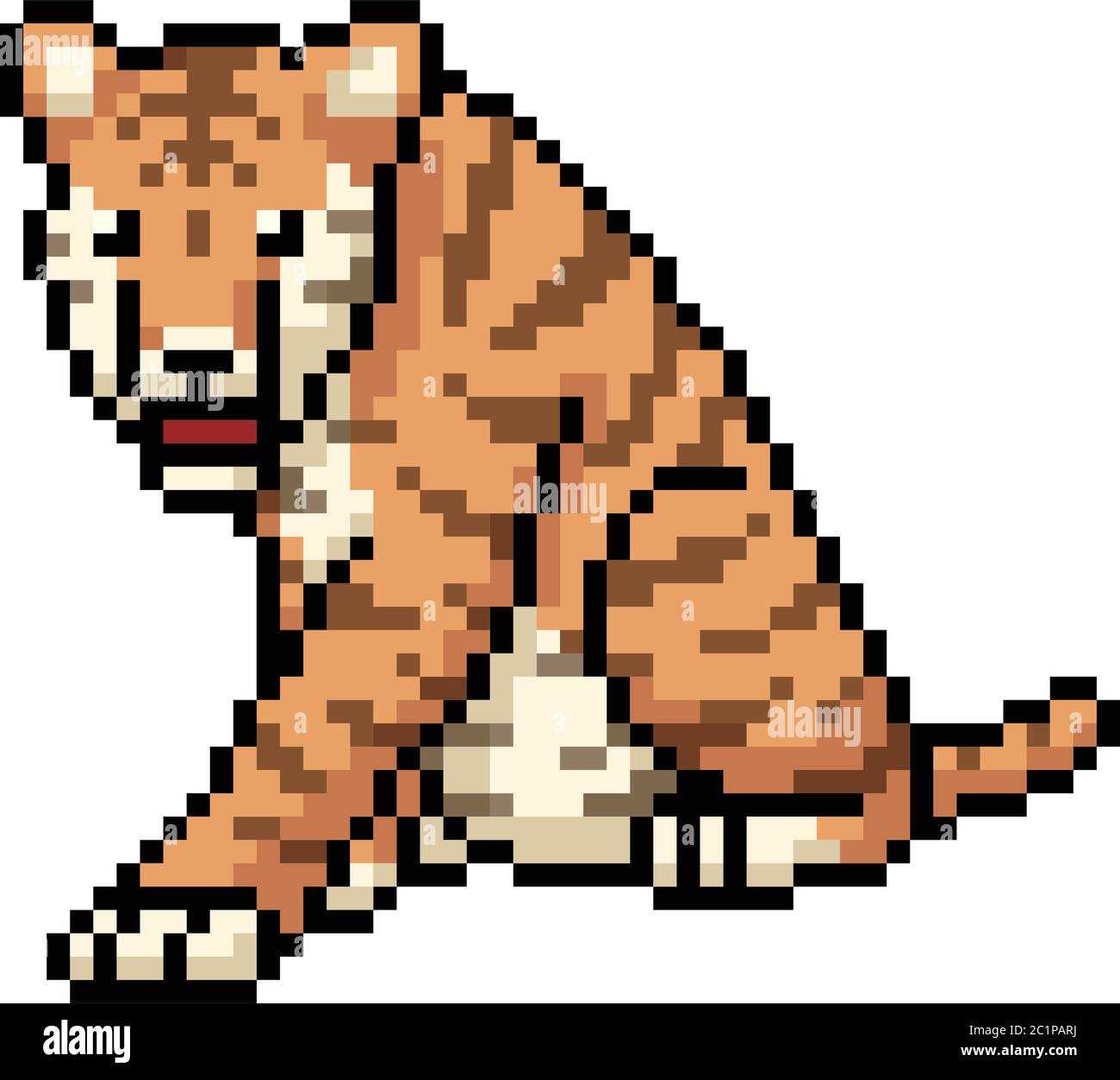 vector pixel art tiger sit isolated cartoon Stock Vector Image & Art