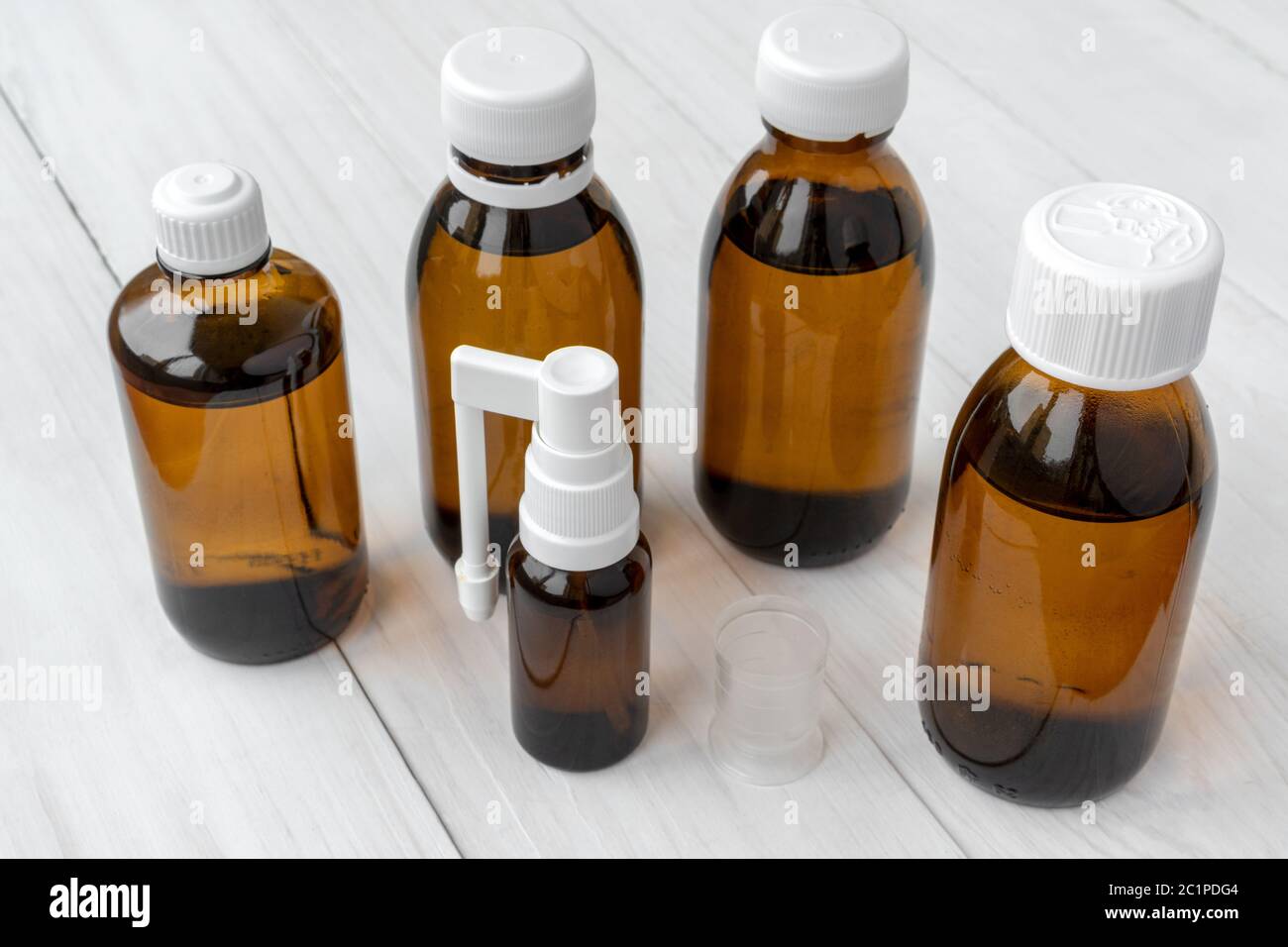 Brown glass small medical bottles Stock Photo Alamy