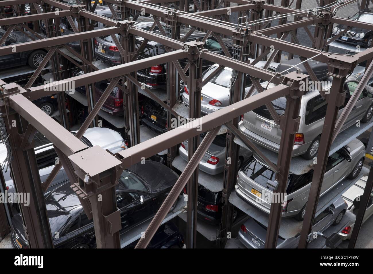 An automatic multi-story automated car parking system in New York City, USA Stock Photo