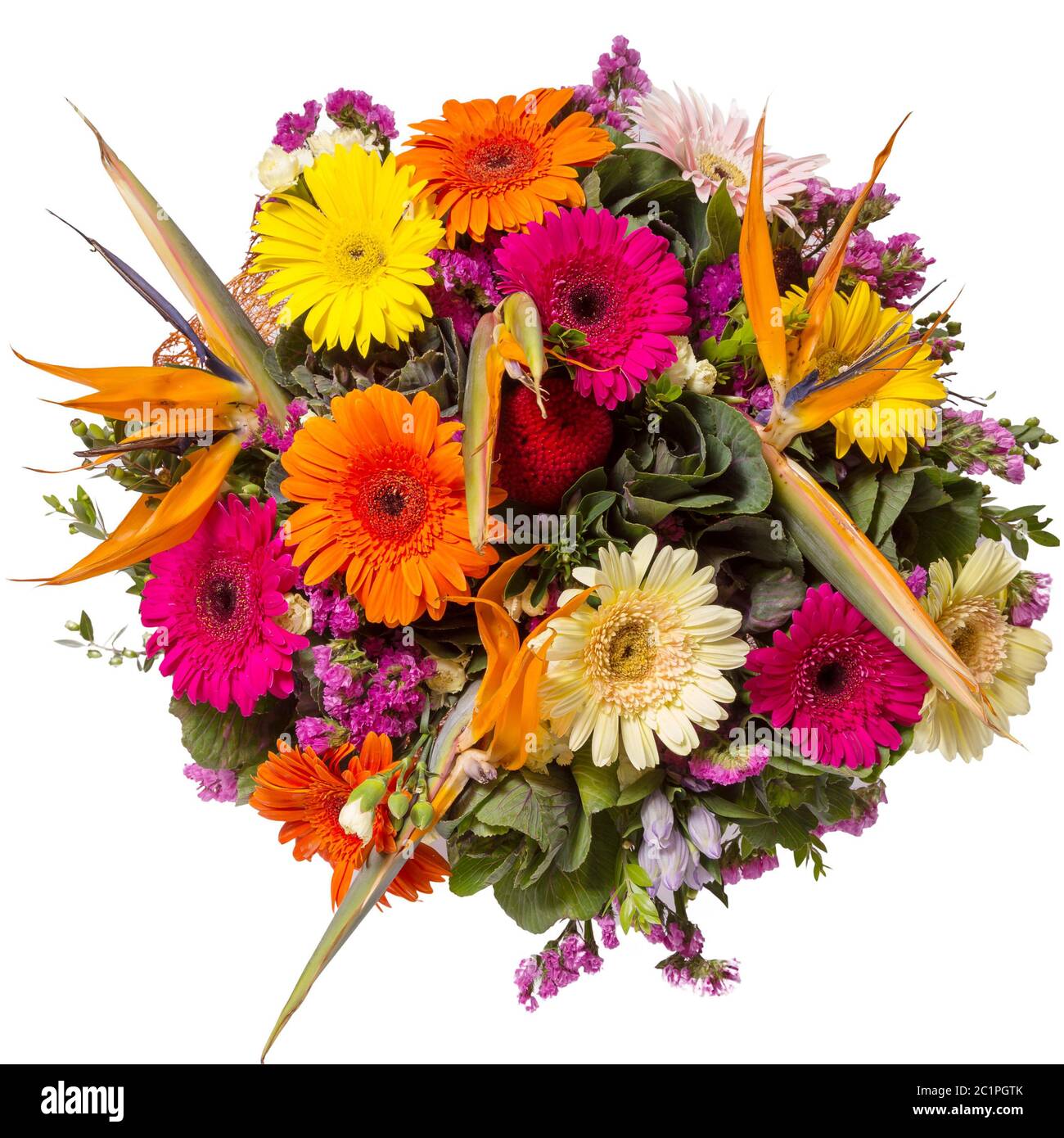 Bouquet of flowers top view isolated on white Stock Photo - Alamy