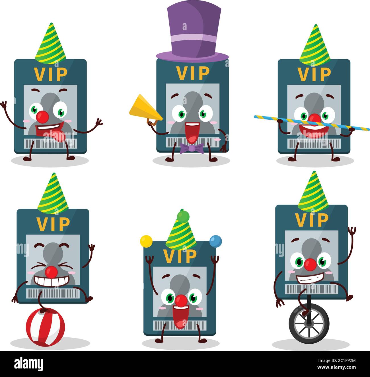 Cartoon character of vip card with various circus shows Stock Vector