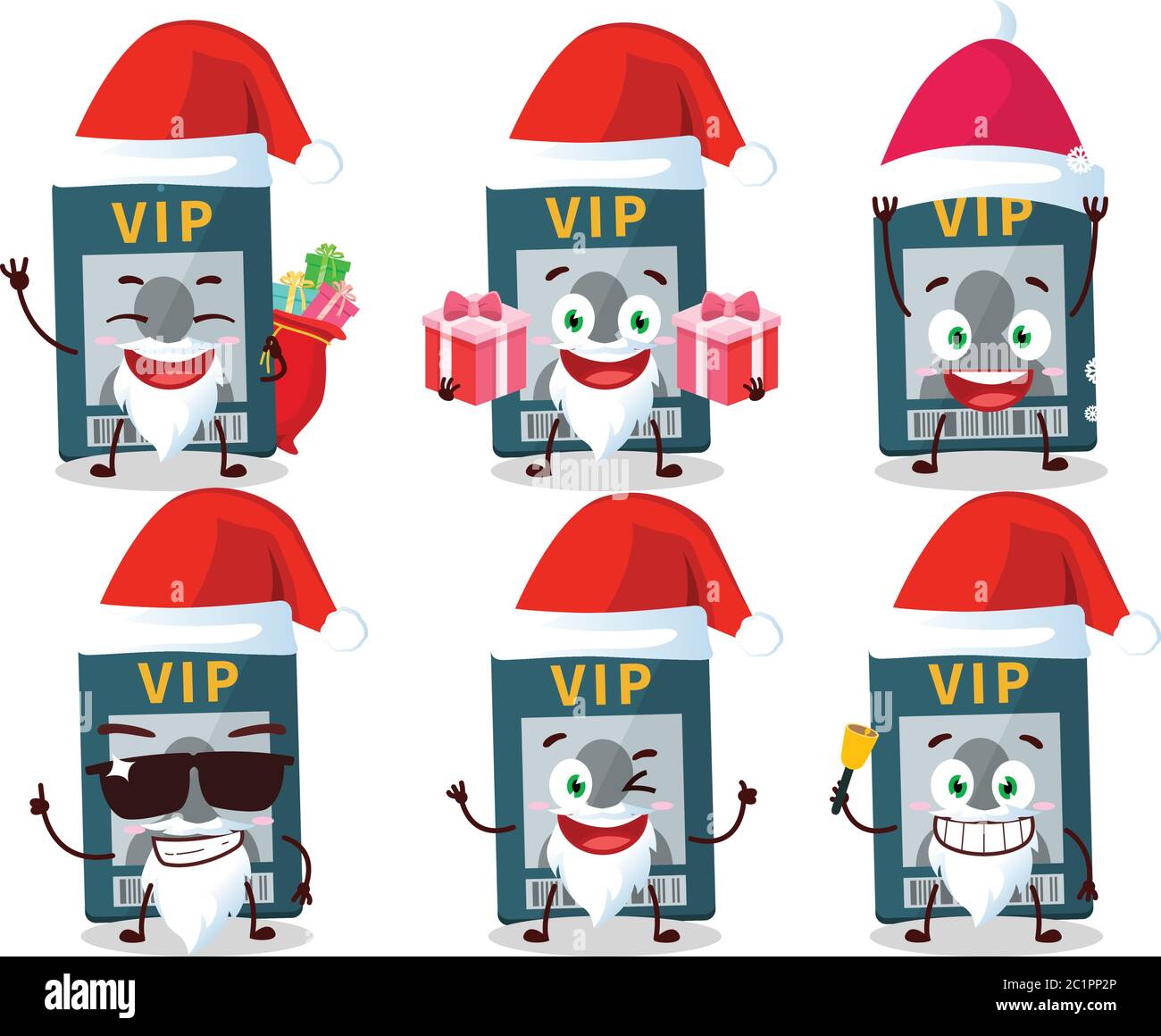 Santa Claus emoticons with vip card cartoon character Stock Vector