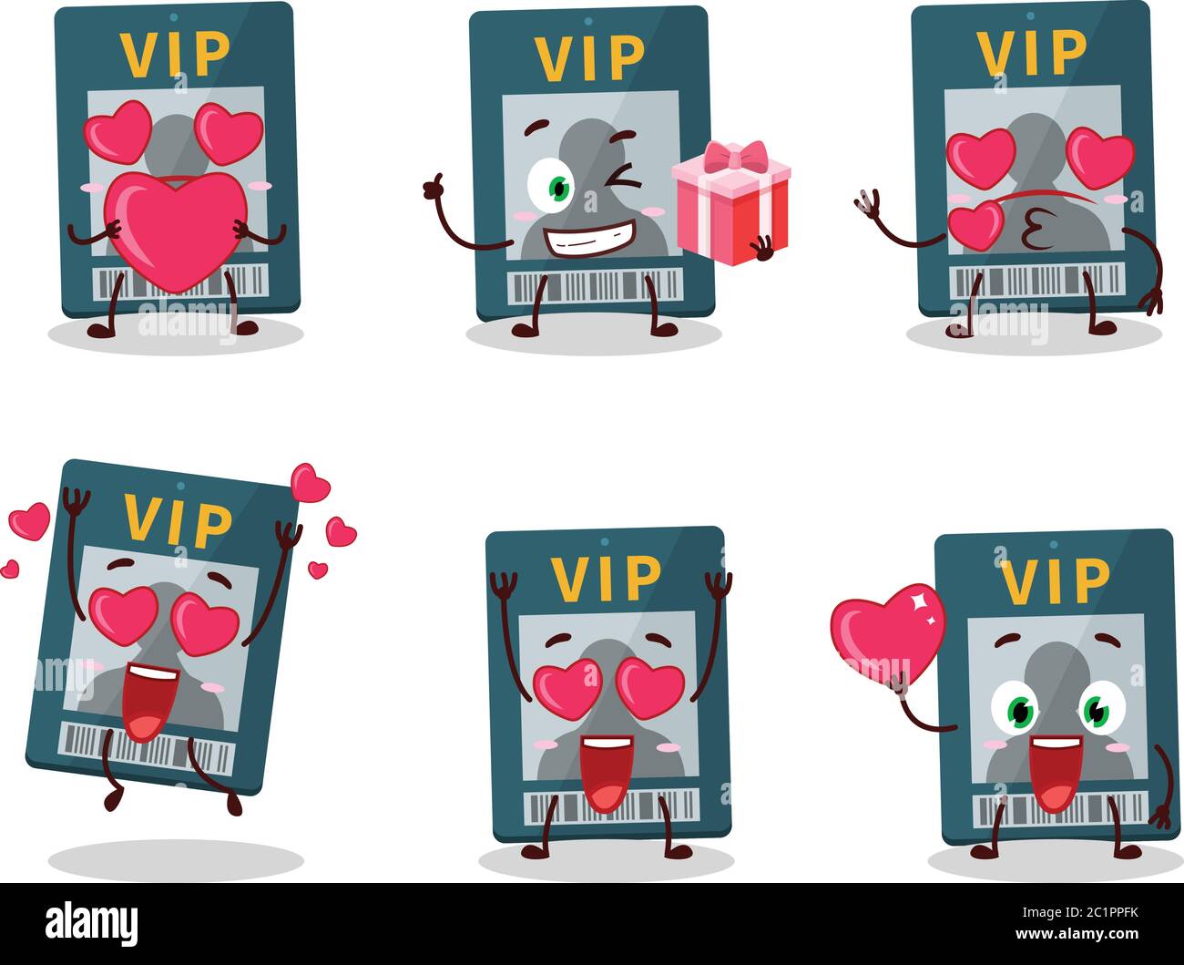 Vip card cartoon character with love cute emoticon Stock Vector