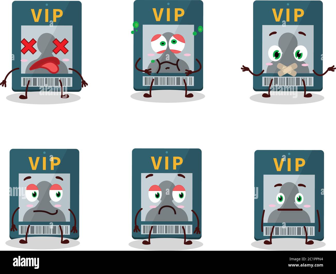 Vip card cartoon character with nope expression Stock Vector