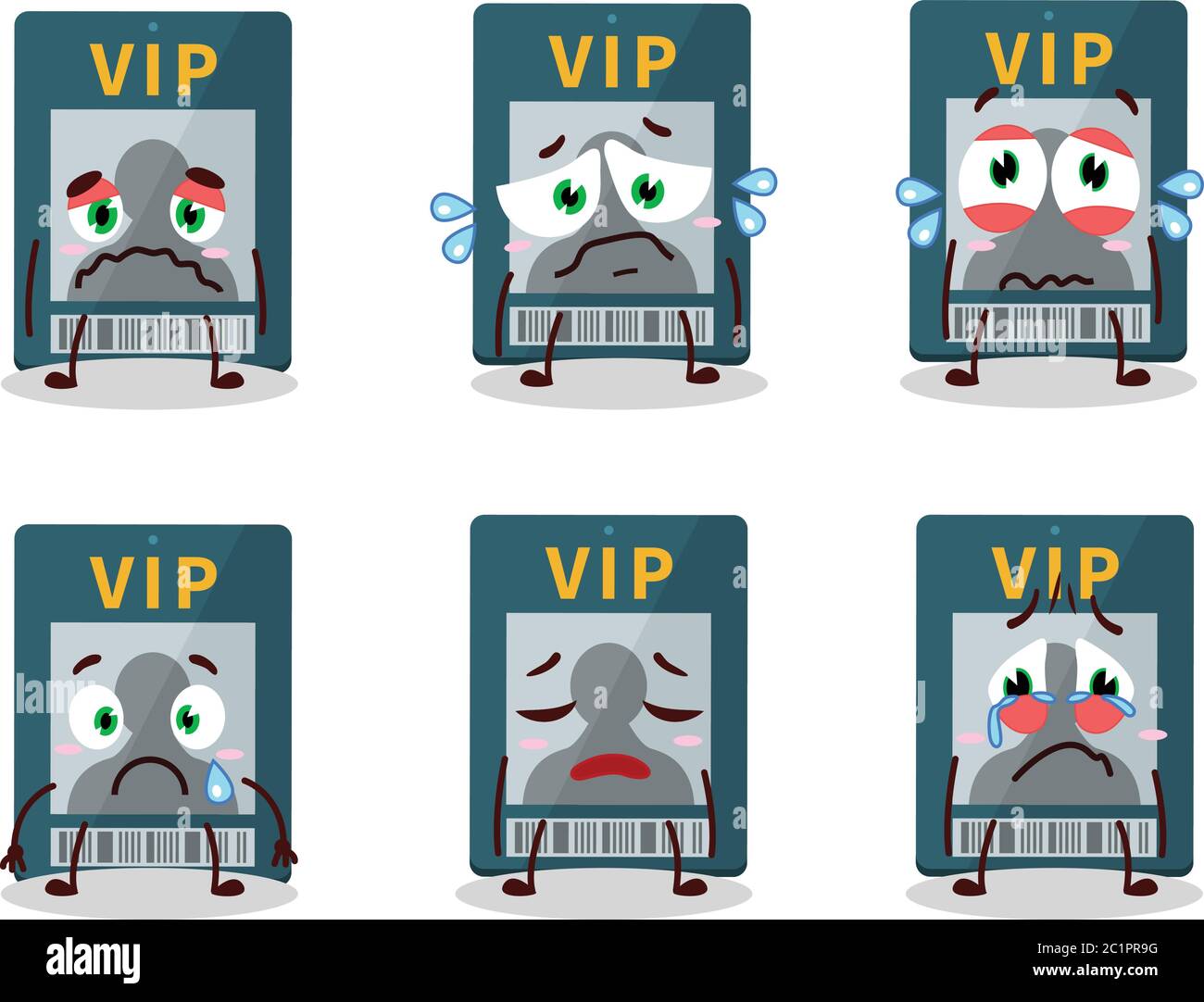 Vip card cartoon character with sad expression Stock Vector
