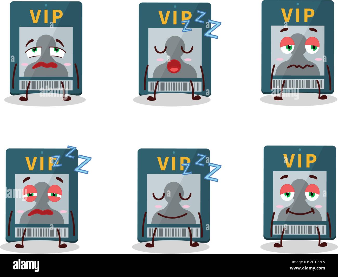 Cartoon character of vip card with sleepy expression Stock Vector