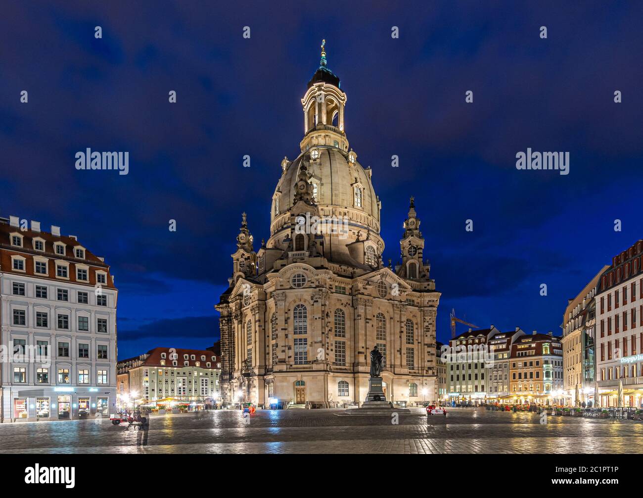 Dresden Frauenkirche at Night Stock Photo