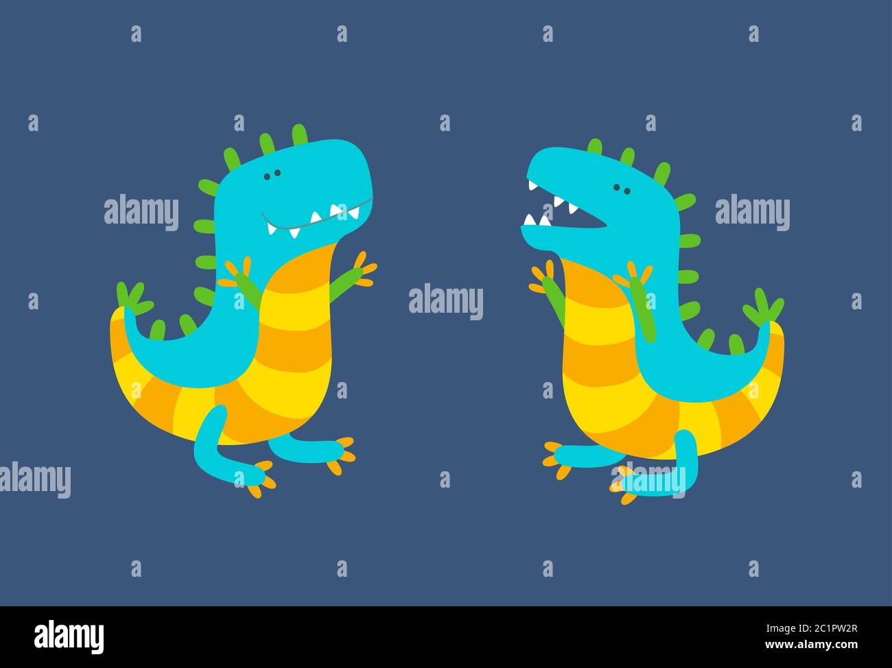 Funny Cartoon Dinosaur, Cute Illustration in Flat Style. Colorful