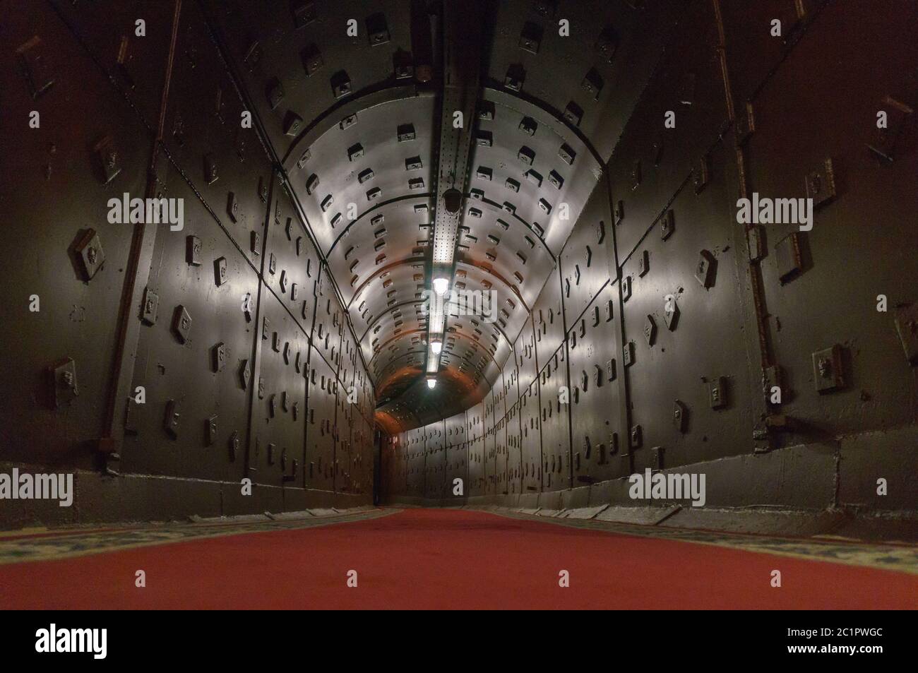 Moscow, Russia October 25, 2017 Tunnel at Bunker42, antinuclear