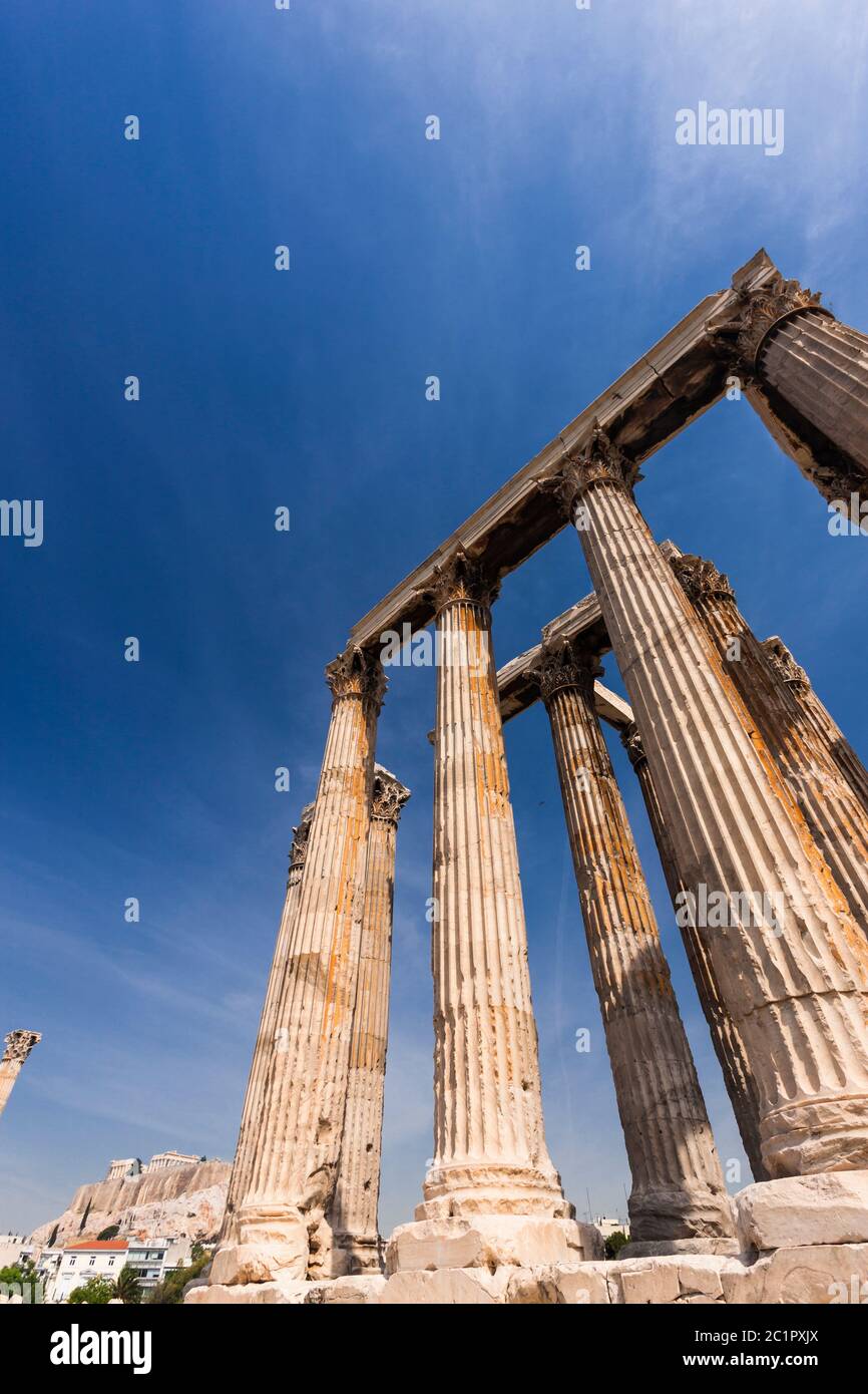 Temple of Zeus,Temple of Olympian Zeus,Columns of the Olympian Zeus,Athens,Greece,Europe Stock Photo