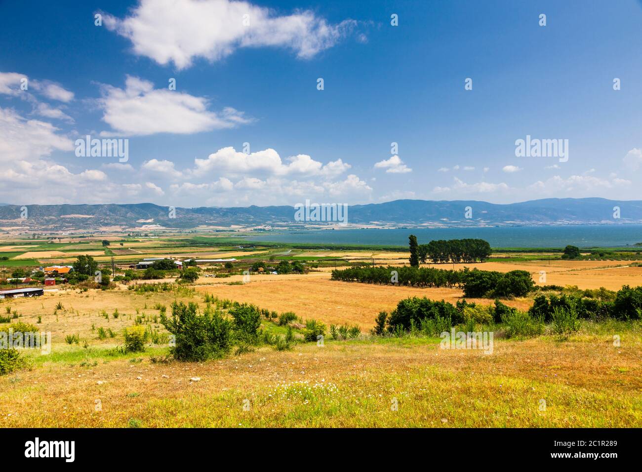 Landscape of Macedonia region, Lake Volvi, Suburb of Thessaloniki,Central Macedonia,Greece,Europe Stock Photo