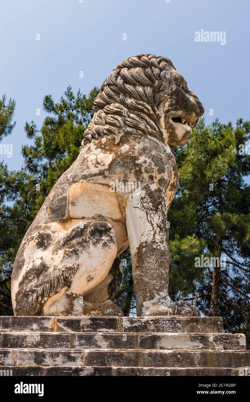 The Lion of Amphipolis,4th century BC, ancient Amphipolis,Amfipoli,Central Macedonia,Greece