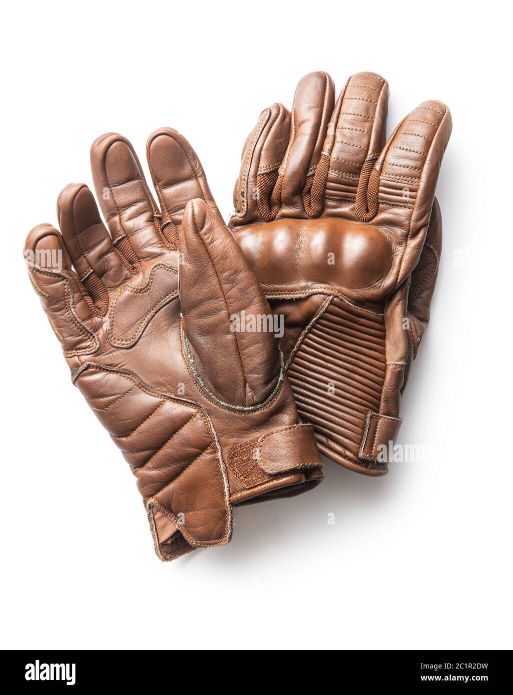 Brown vintage motorcycle gloves isolated on white background Stock Photo -  Alamy