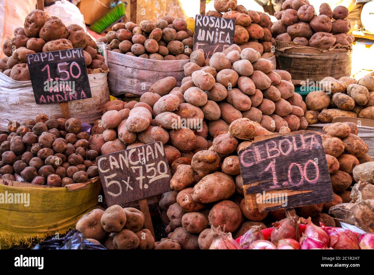 Potatoes on a market in Arequipa, Peru Stock Photo Alamy