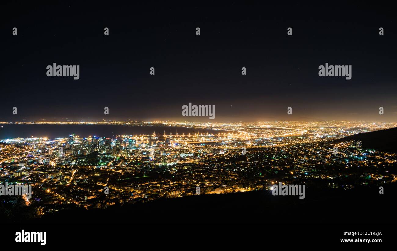 Cape Town cityscape at night, South Africa Stock Photo