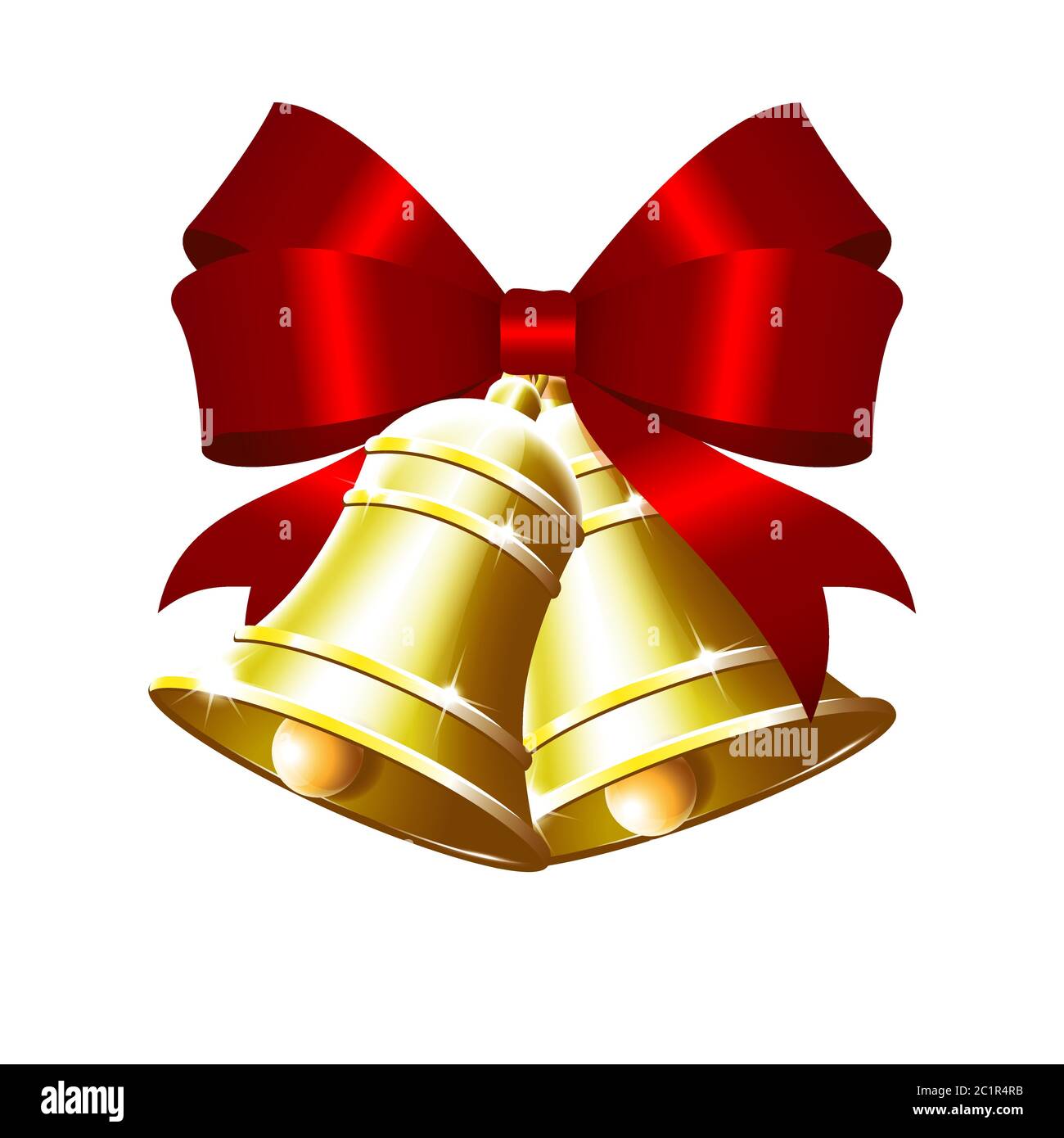 Christmas bells. Jingle bells or sleigh bells with red bow