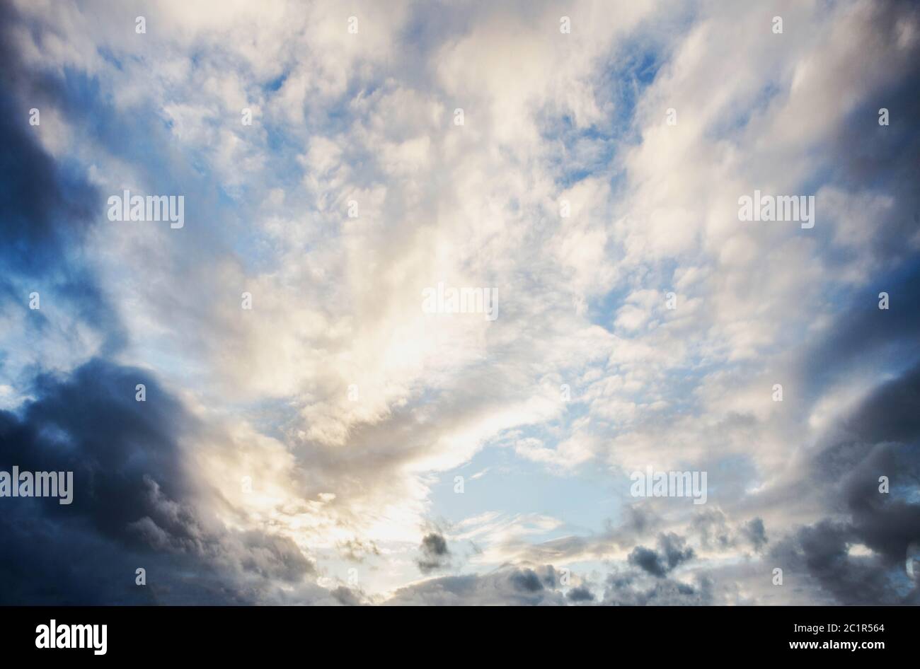 beautiful blue sky with colorful sunset and white clouds background ...